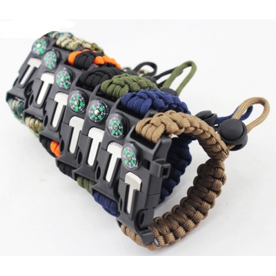 SUNHOO Adjustable Paracord Rope Braided Survival Bracelet With Compass